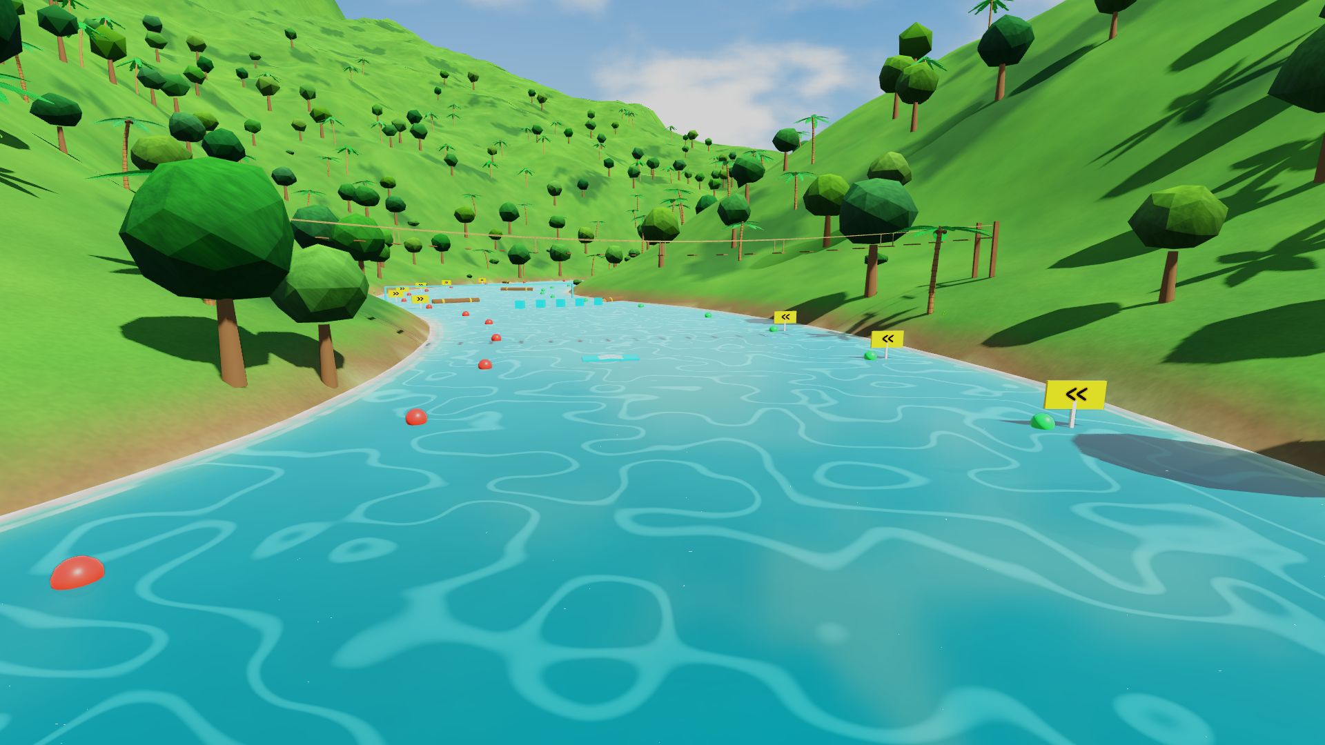 Floppa Falls in FloppaKart: the river course through a green valley