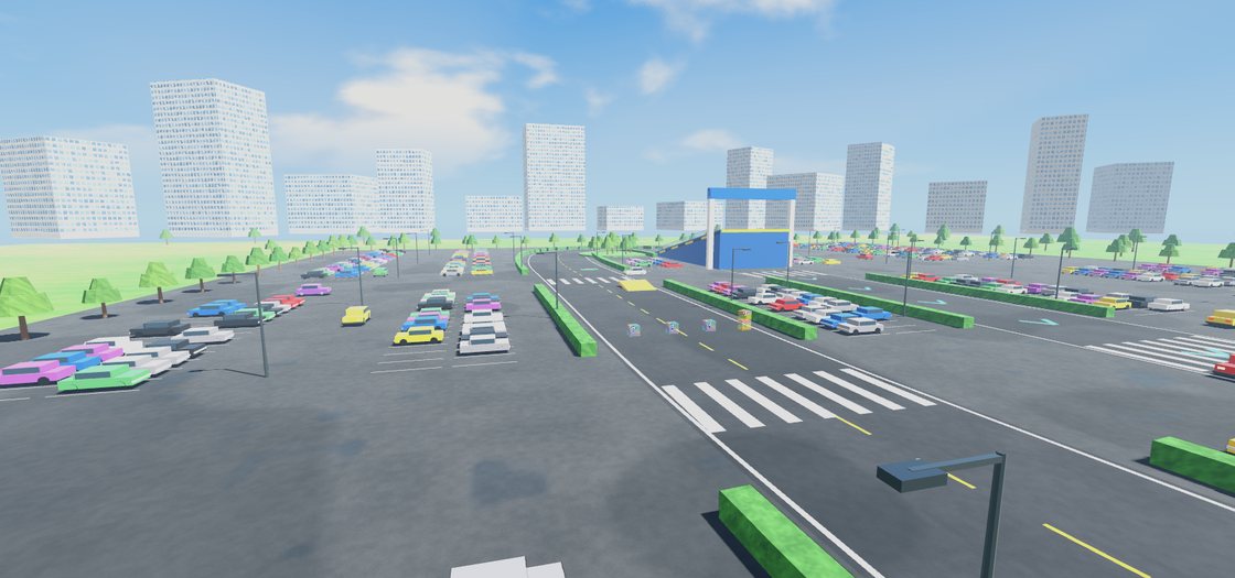 The glide ramp over the parking lot