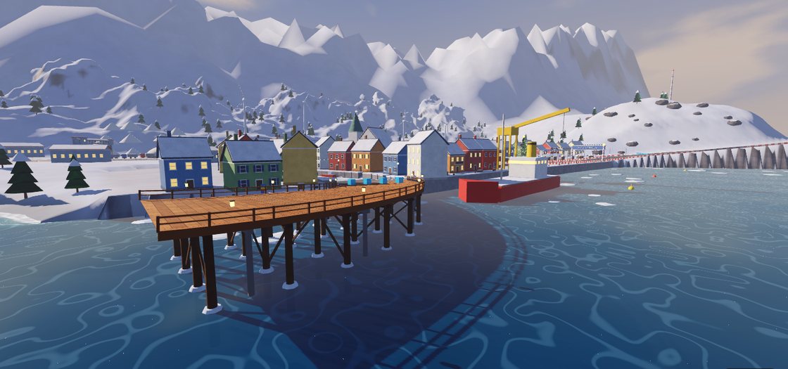 The pier and the frozen harbour