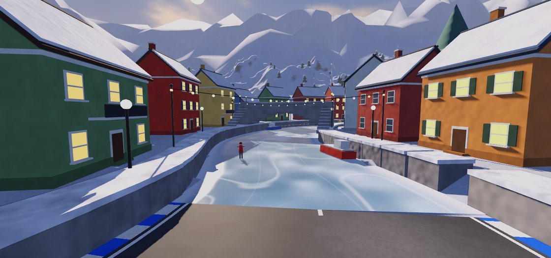 The frozen canal through the old town