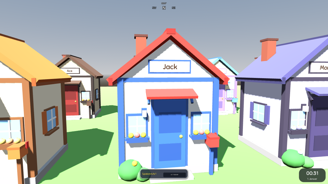 Jack's house with its awning, flower boxes and mailbox