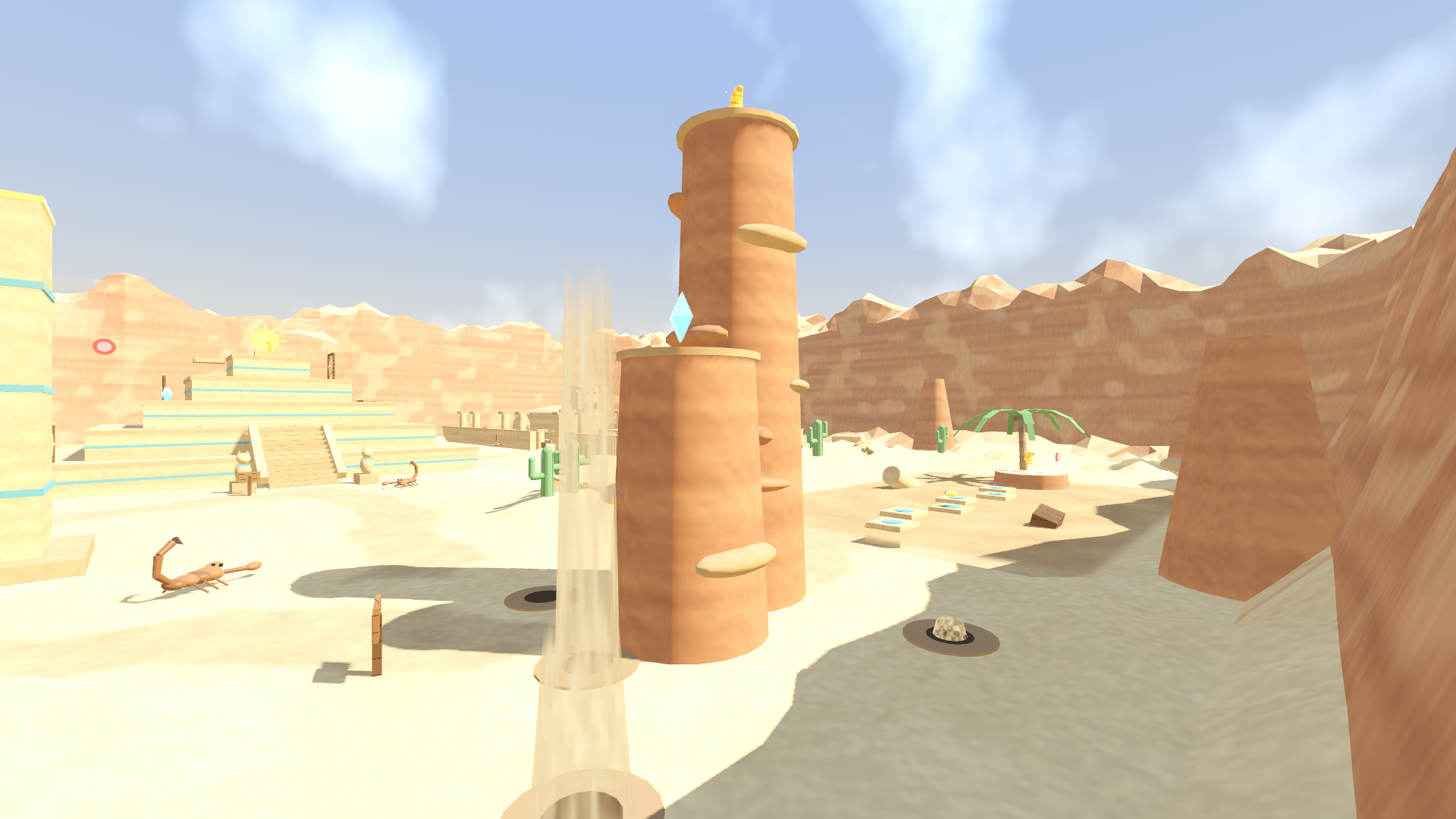 The sand geysers and their tall rocks