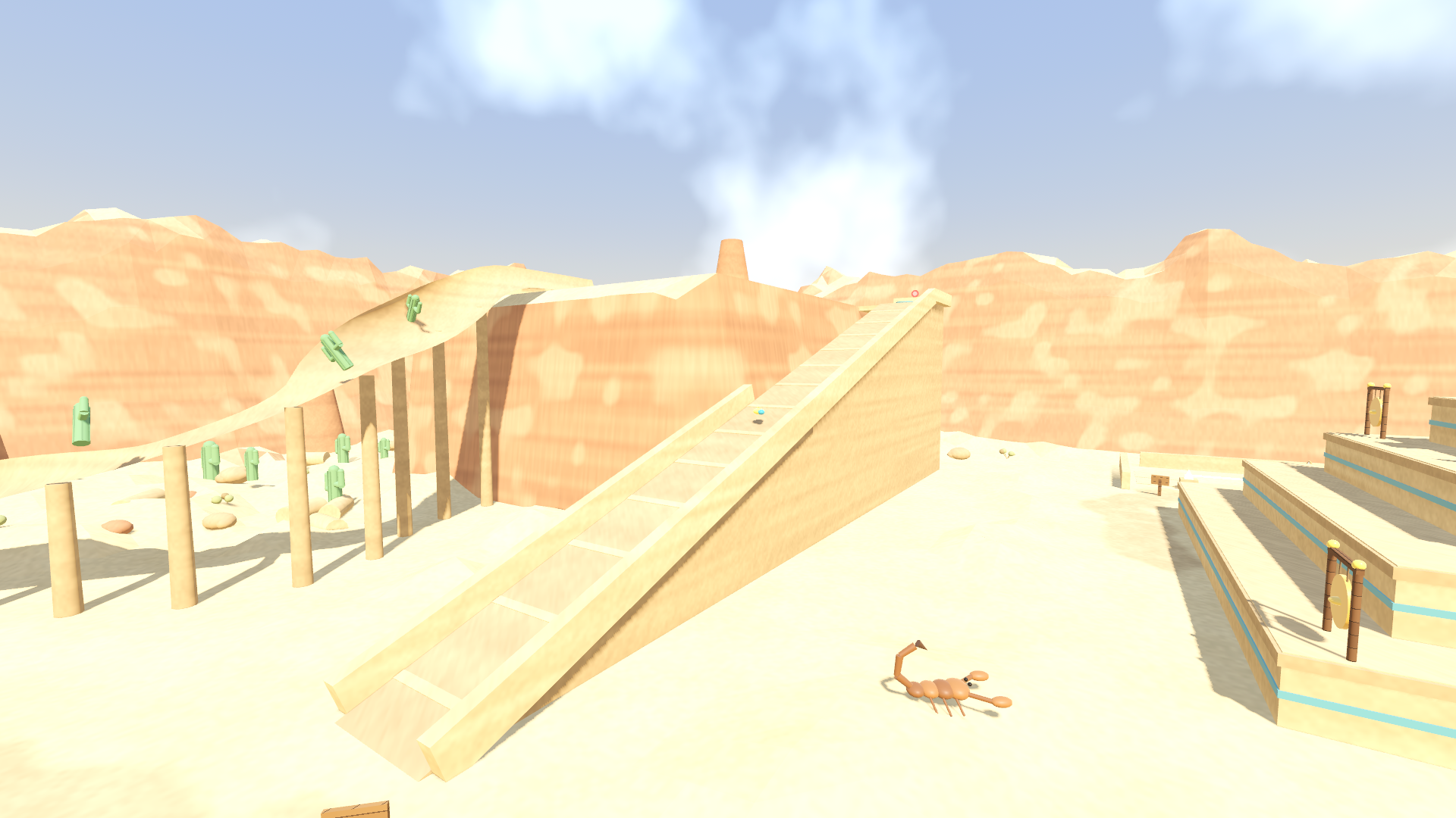 The boulder ramp and the sand slide on the mesa