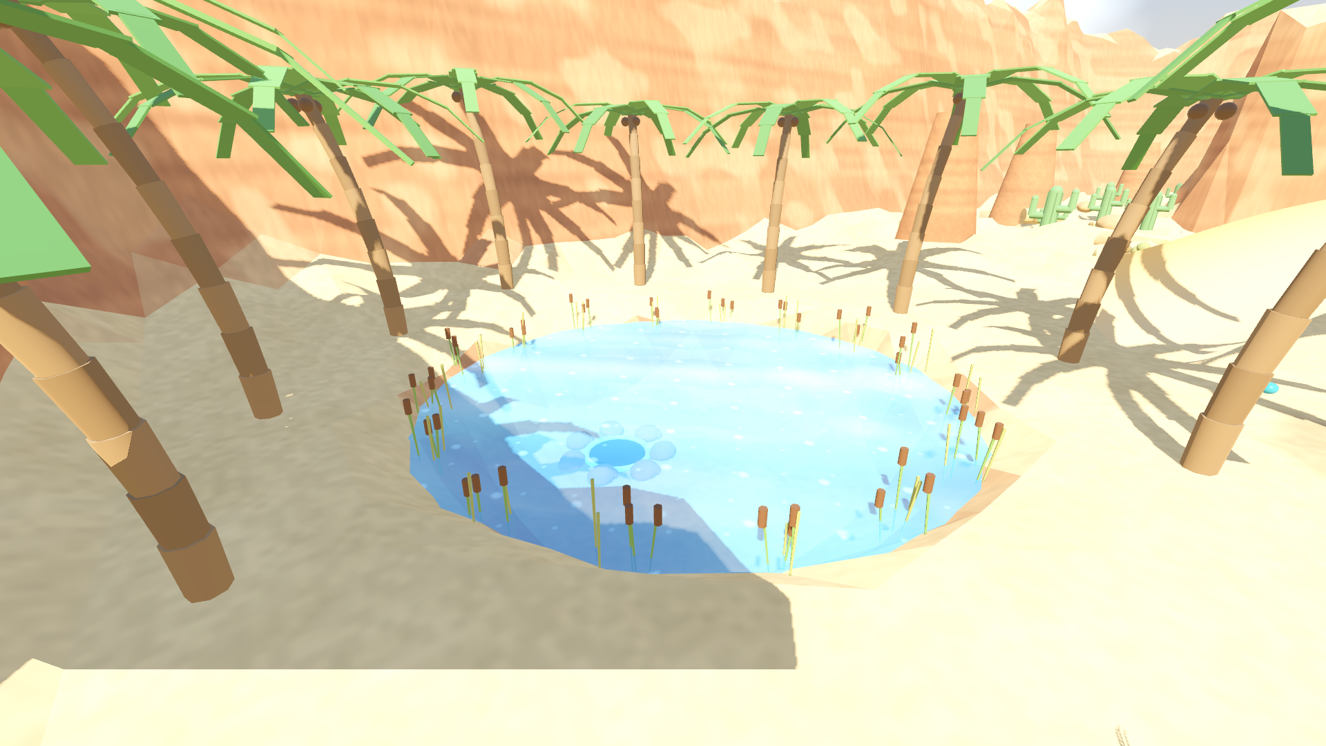The oasis pool with a secret cave at the bottom