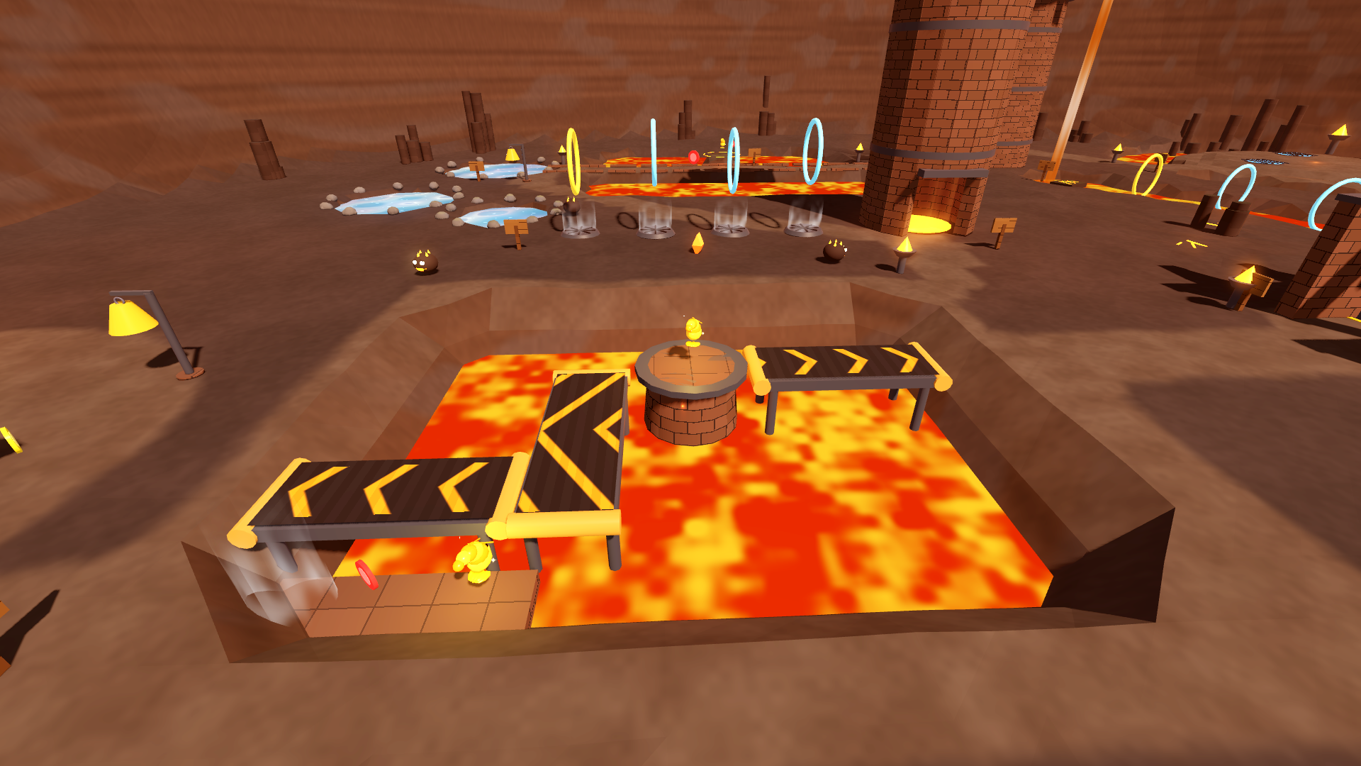 Conveyor belts over the lava pit in the Belt Hall