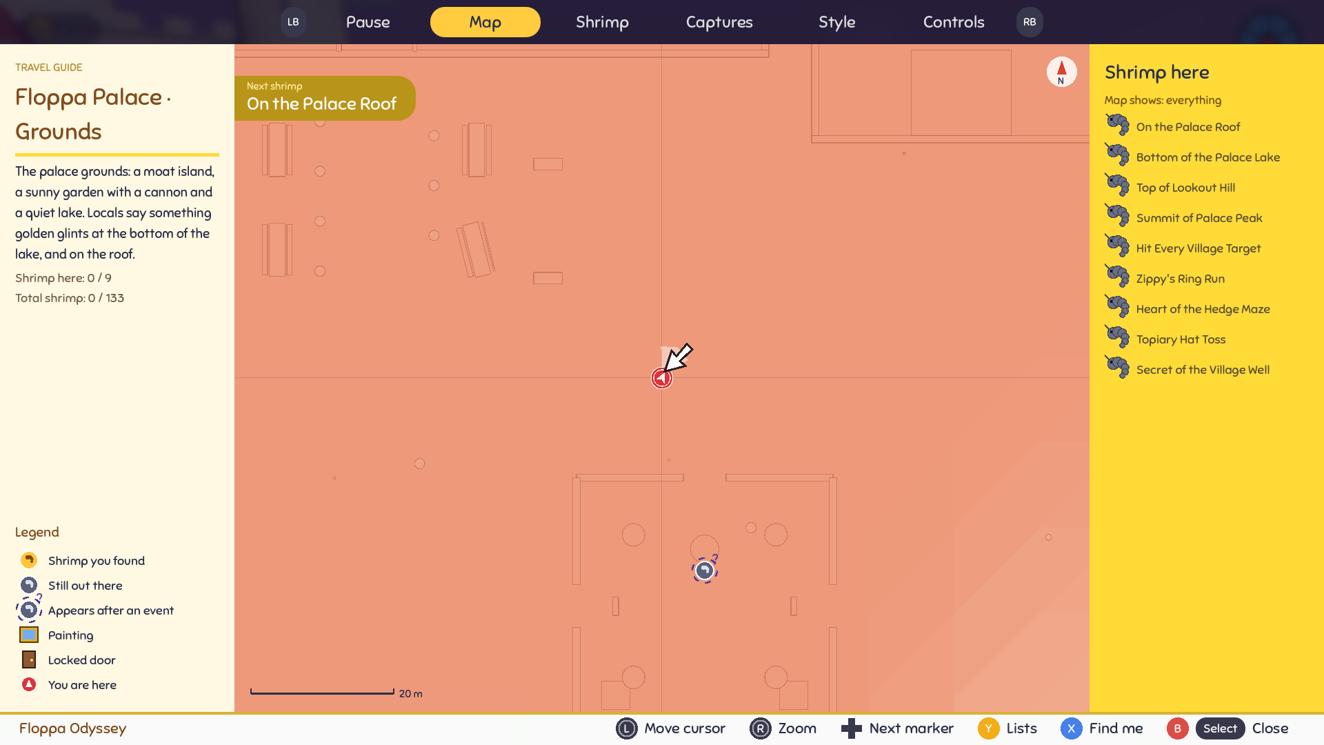 The map opened with Select on a controller