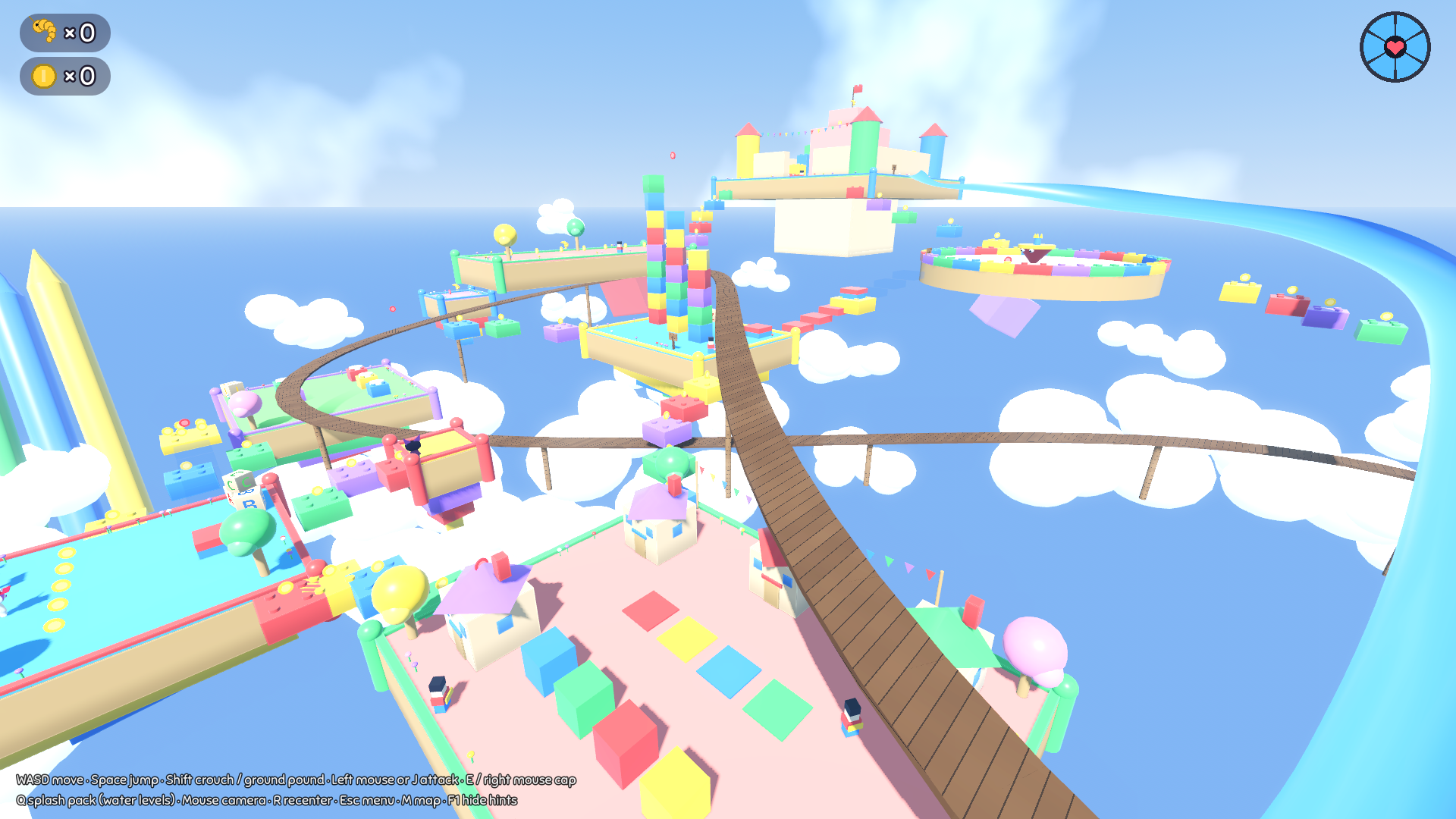 The toy train track looping over Tumble Blocks
